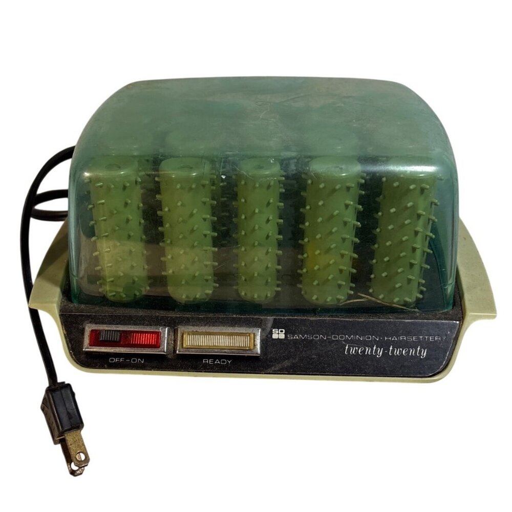 Samson Dominion Twenty Twenty Hairsetter With 20 Green Rollers Model 2020.1 Vtg